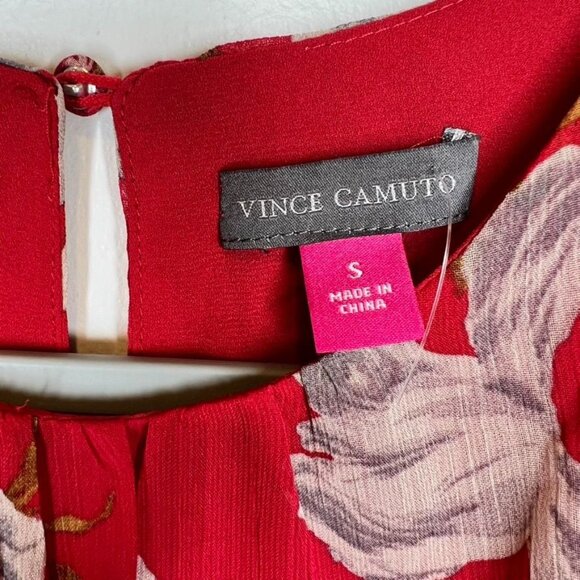 Vince Camuto Womens Small Floral Sleeveless Blouse Red, New - Picture 2 of 6